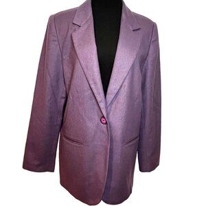 VTG Wool Blazer Plum Purple Single Button Size 12 Officecore Work Style Preppy